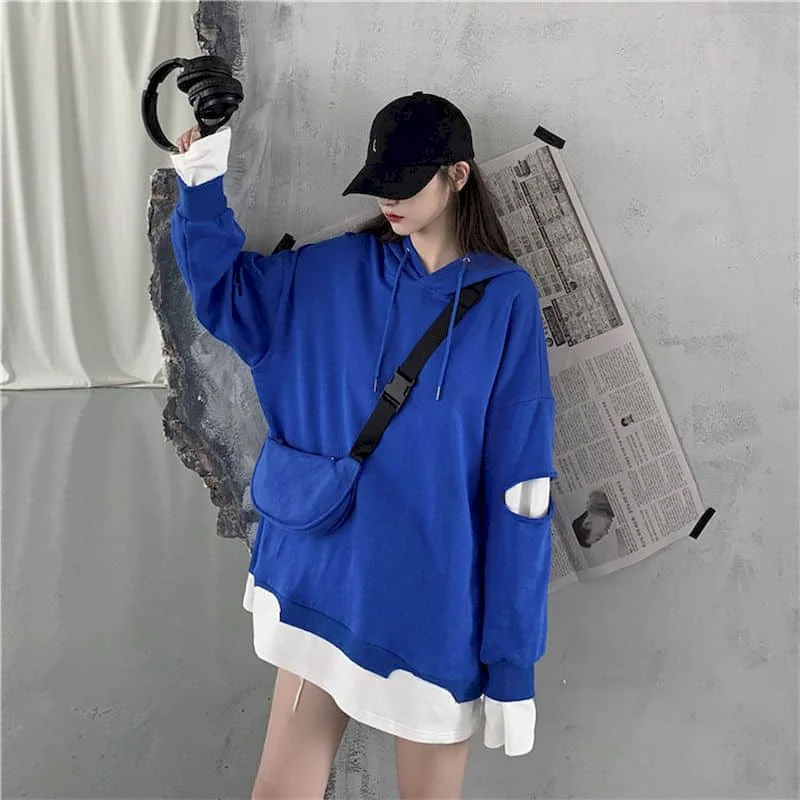 Women Hoodies Autumn 2021 New Korean Style Stitching Fried Street Sweatshirt Women Loose Hole Blouse Fake Two Coats + Free Bag
Women Hoodies Autumn 2021 New Korean Style Stitching Fried Street Sweatshirt Women Loose Hole Blouse Fake Two Coats + Free Bag