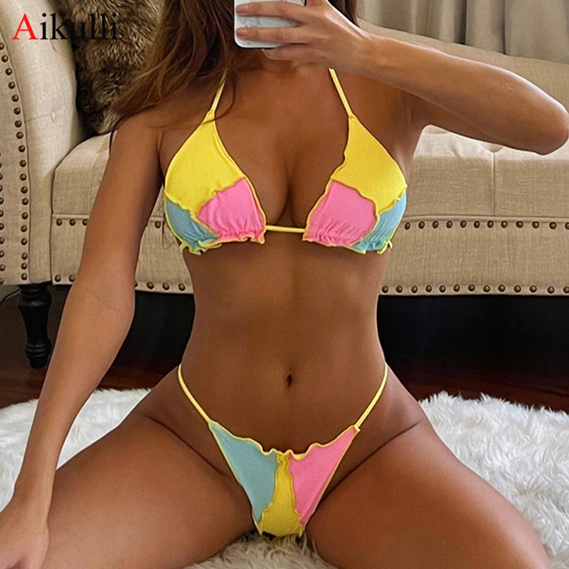 New Patchwork Bikinis Swimsuit Women Push Up Bikini set Swimwear 2021 Summer Beach Sexy String Micro Thong Biquini Bathing Suits
New Patchwork Bikinis Swimsuit Women Push Up Bikini set Swimwear 2021 Summer Beach Sexy String Micro Thong Biquini Bathing Suits