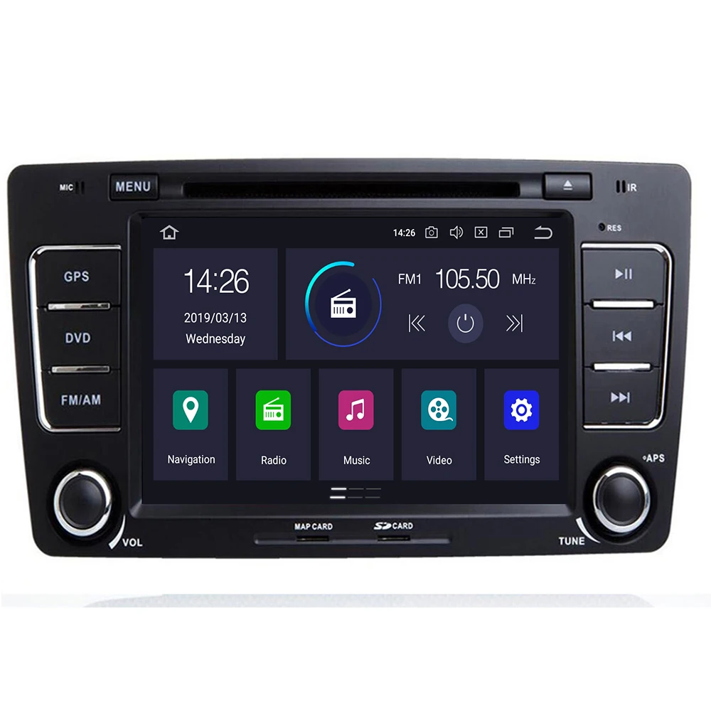 DSP 2 DIN Android 10 IPS 4G 64G Автомобильный GPS для SKODA Octavia 2009 2010 2011 2012 2013 DVD плеер Радио