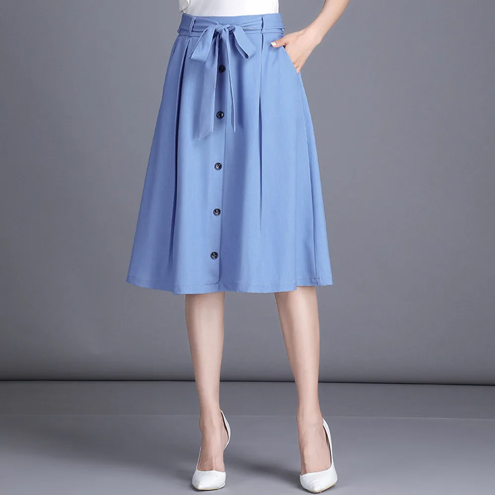 2021 Fashion Skirts Womens Autumn Cotton Skirts Buttons Bow Stretched Waist A-line Pockets Knee-length Skirts Plus Elasticity
2021 Fashion Skirts Womens Autumn Cotton Skirts Buttons Bow Stretched Waist A-line Pockets Knee-length Skirts Plus Elasticity