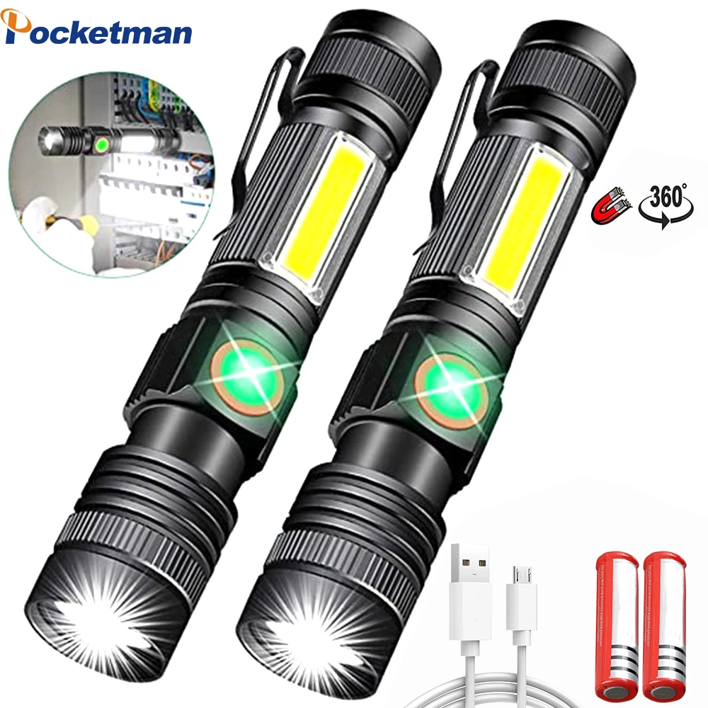 LED Pocket Tactical Flashlight Super Bright Magnetic Torch with Cob Sidelight Waterproof Zoomable 4 Modes For Outdoor
LED Pocket Tactical Flashlight Super Bright Magnetic Torch with Cob Sidelight Waterproof Zoomable 4 Modes For Outdoor