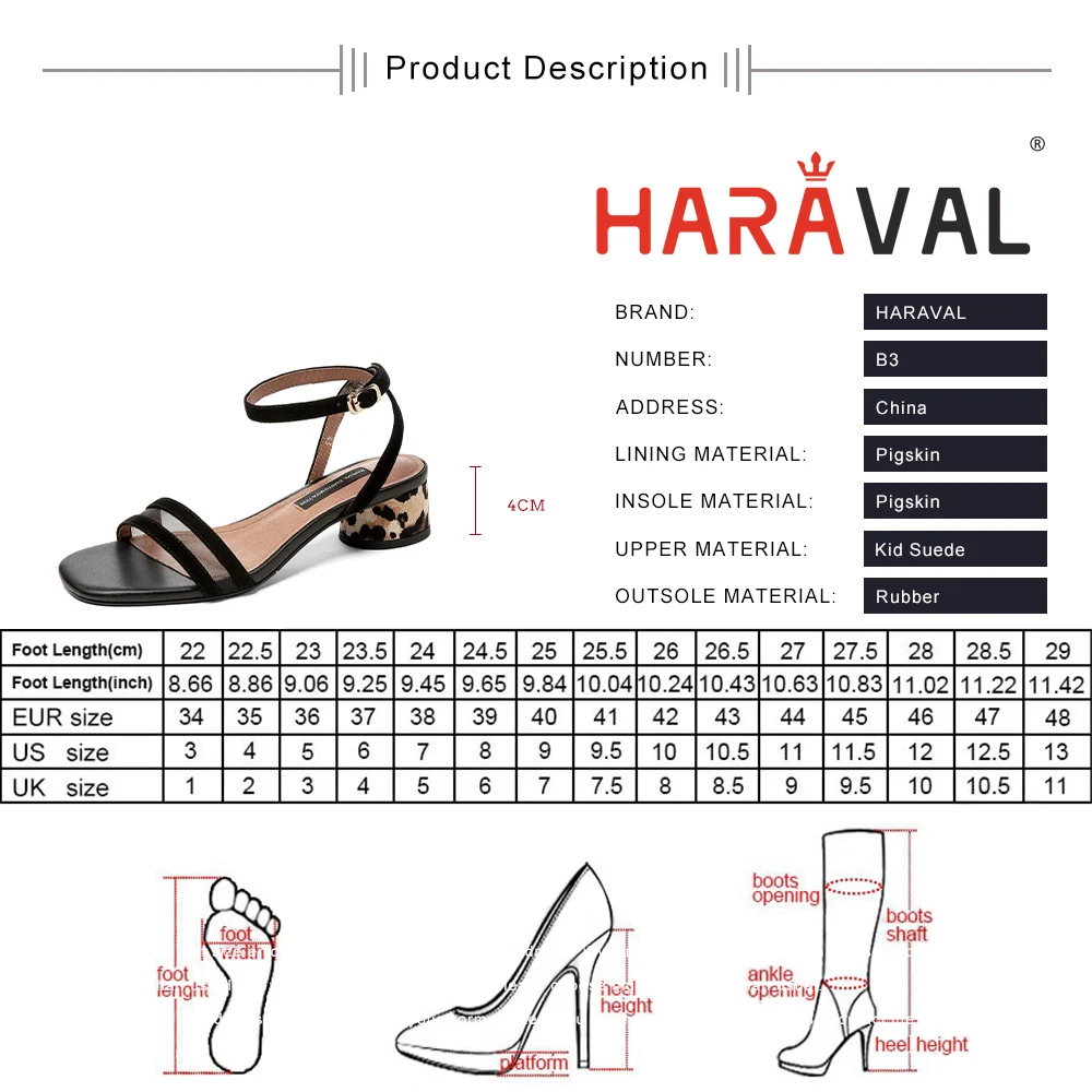 HARAVAL Women Sandals Shoes Low Thick Heels Kid Suede Buckle Strap Casual Back Strap Fashion Spring Summer Autumn Leopard B3
HARAVAL Women Sandals Shoes Low Thick Heels Kid Suede Buckle Strap Casual Back Strap Fashion Spring Summer Autumn Leopard B3