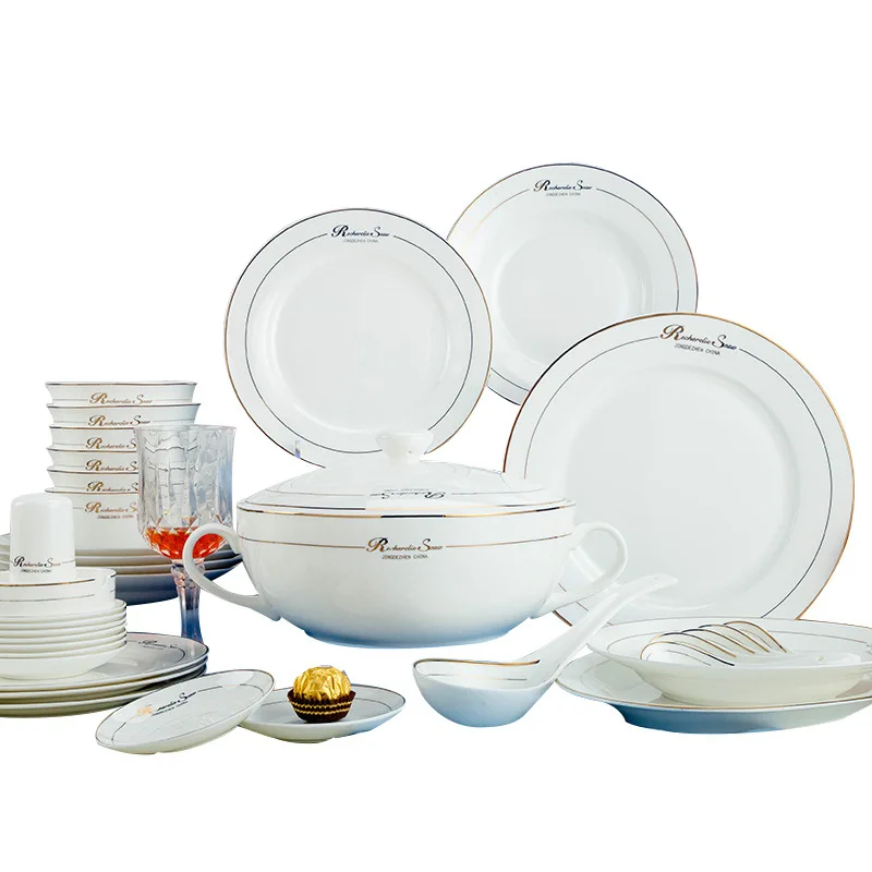 Bone porcelain tableware set dishes set Jingdezhen ceramics European 56PCS gold English
Bone porcelain tableware set dishes set Jingdezhen ceramics European 56PCS gold English