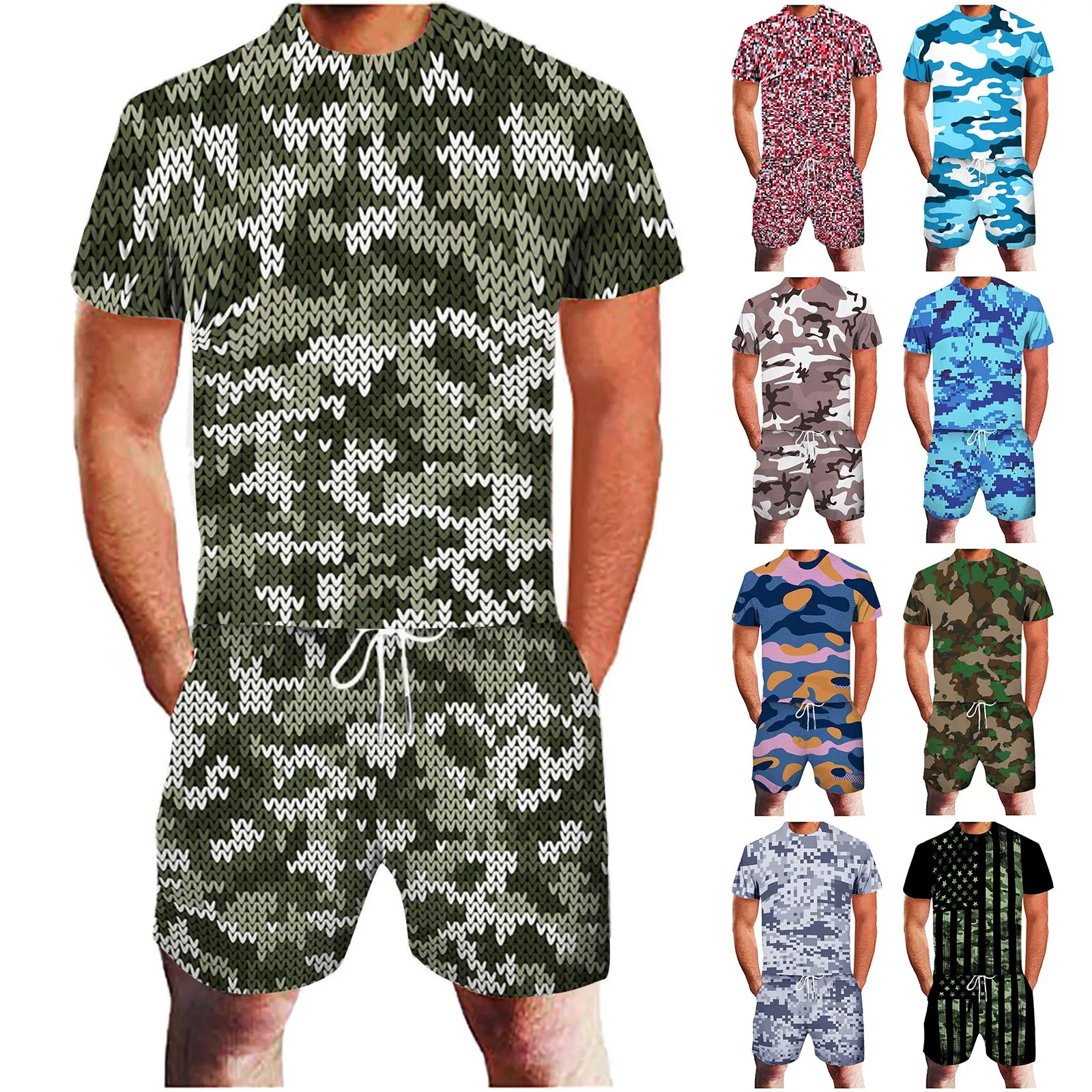 Men's Suit Sportswear Summer Leisure Sports 3D Military Fitness Running Two-Piece Suit Jogging Running Workout Gym Tracksuits
Men's Suit Sportswear Summer Leisure Sports 3D Military Fitness Running Two-Piece Suit Jogging Running Workout Gym Tracksuits