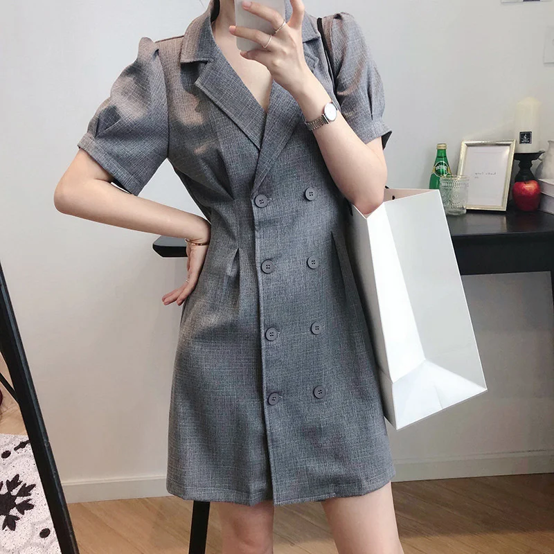 Double Breasted Black Dress For Women Notched Puff Short Sleeve High Waist Solid Mini Dresses Female 2021 Fashion Summer X170
Double Breasted Black Dress For Women Notched Puff Short Sleeve High Waist Solid Mini Dresses Female 2021 Fashion Summer X170