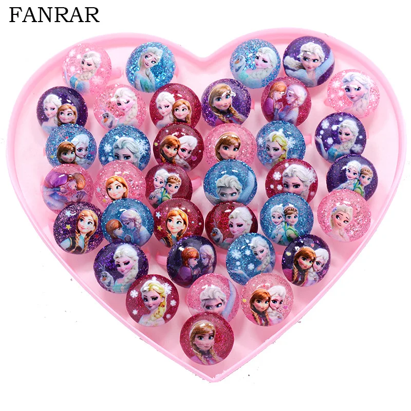 36 шт./лот Disney мультфильм Холодное сердце Детское кольцо коробка для девочек
