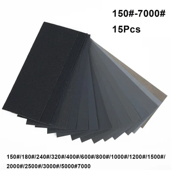 15/36/42Pcs Sandpapers Wet Dry Use Assorted Sand Paper Sheets Home Coarse 150-7000 Grit Polishing Car Metal Glass Wood Sandpaper