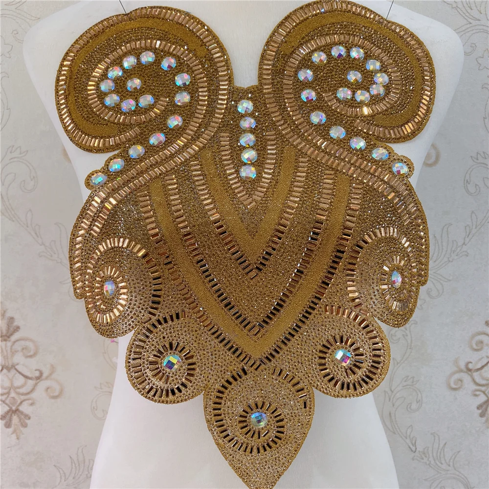 Fashion Gold and Silver wedding rhinestone collar with beaded appliques neckline for clothes DIY decoration
Fashion Gold and Silver wedding rhinestone collar with beaded appliques neckline for clothes DIY decoration