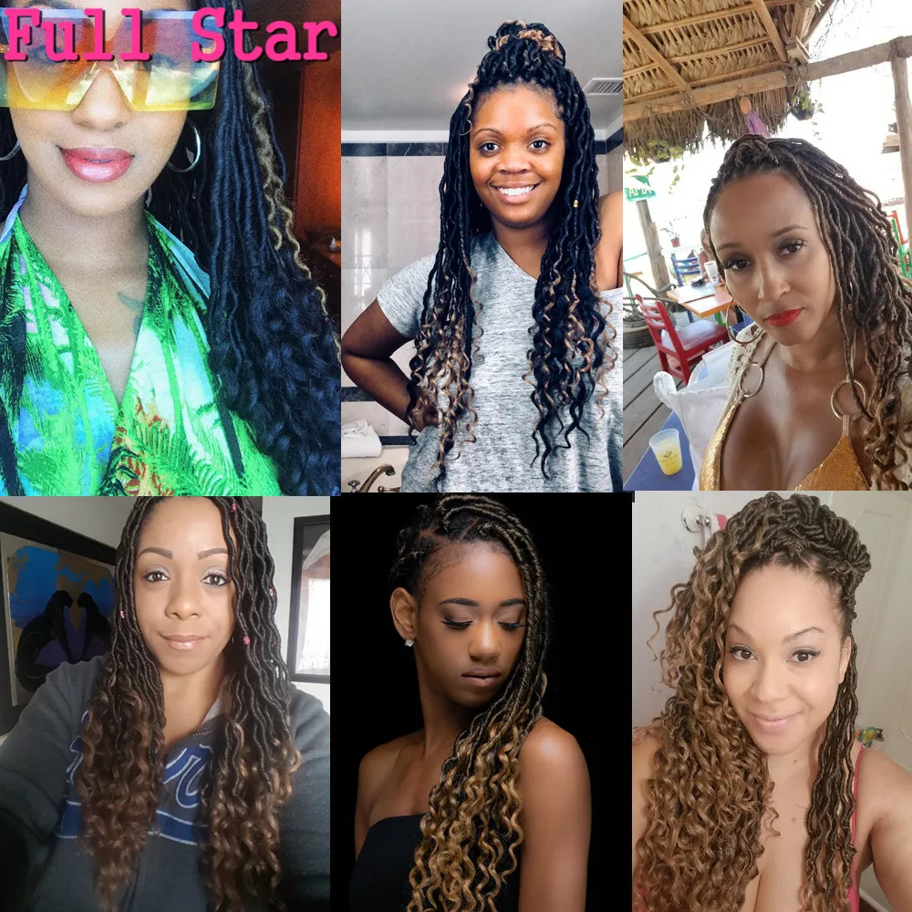 Full Star 20" Synthetic Brown Ombre Goddess Locs Crochet Hair 24strand Low Temperature Fiber Lock Braiding Hair Extensions
Full Star 20" Synthetic Brown Ombre Goddess Locs Crochet Hair 24strand Low Temperature Fiber Lock Braiding Hair Extensions