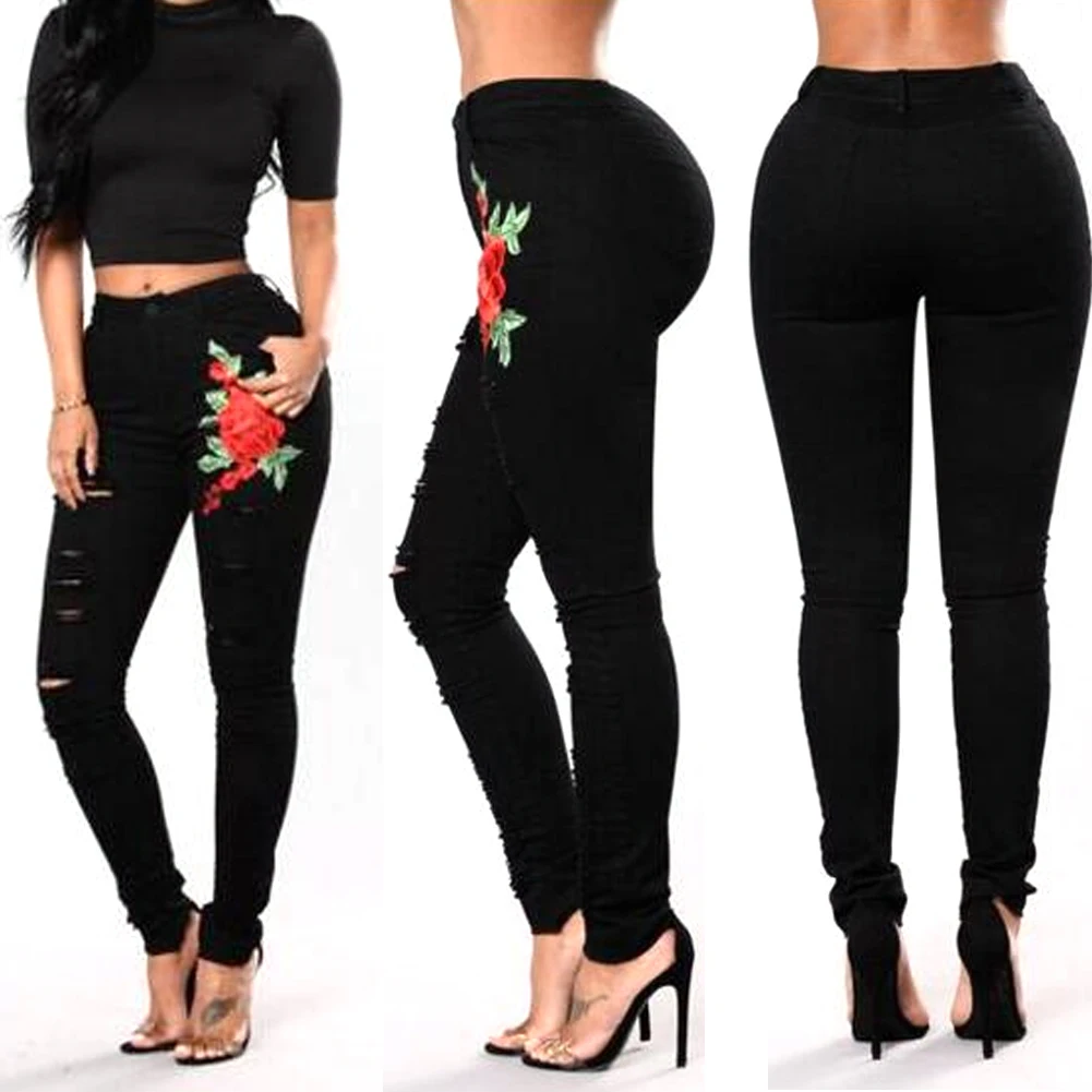 Plus Size Flower Patch Ripped Jeans Great stretch High Waist Pants Skinny Jeans
Plus Size Flower Patch Ripped Jeans Great stretch High Waist Pants Skinny Jeans