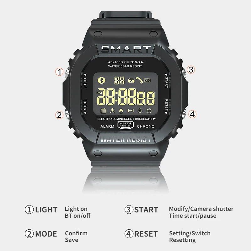 EX16T Outdoor Smart Wristwatch Long standby Remote Camera IP67 Anti-lost Reminder 5ATM/50M Waterproof Sport Smart Watch for Men
EX16T Outdoor Smart Wristwatch Long standby Remote Camera IP67 Anti-lost Reminder 5ATM/50M Waterproof Sport Smart Watch for Men