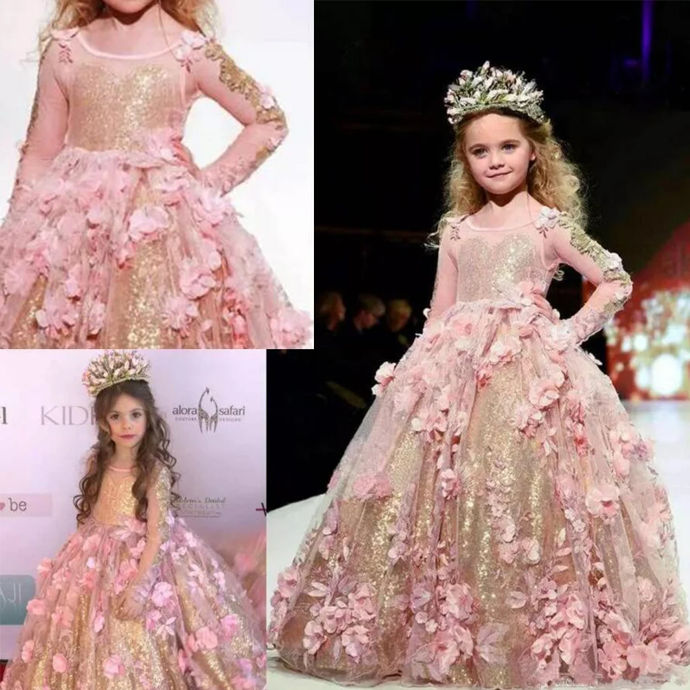 Hot Girls Gold Sequin Pink Lace Girls Birthday New Year Dresses Celebration Gowns Flower Girl Dresses 2021 with Long Sleeves
Hot Girls Gold Sequin Pink Lace Girls Birthday New Year Dresses Celebration Gowns Flower Girl Dresses 2021 with Long Sleeves