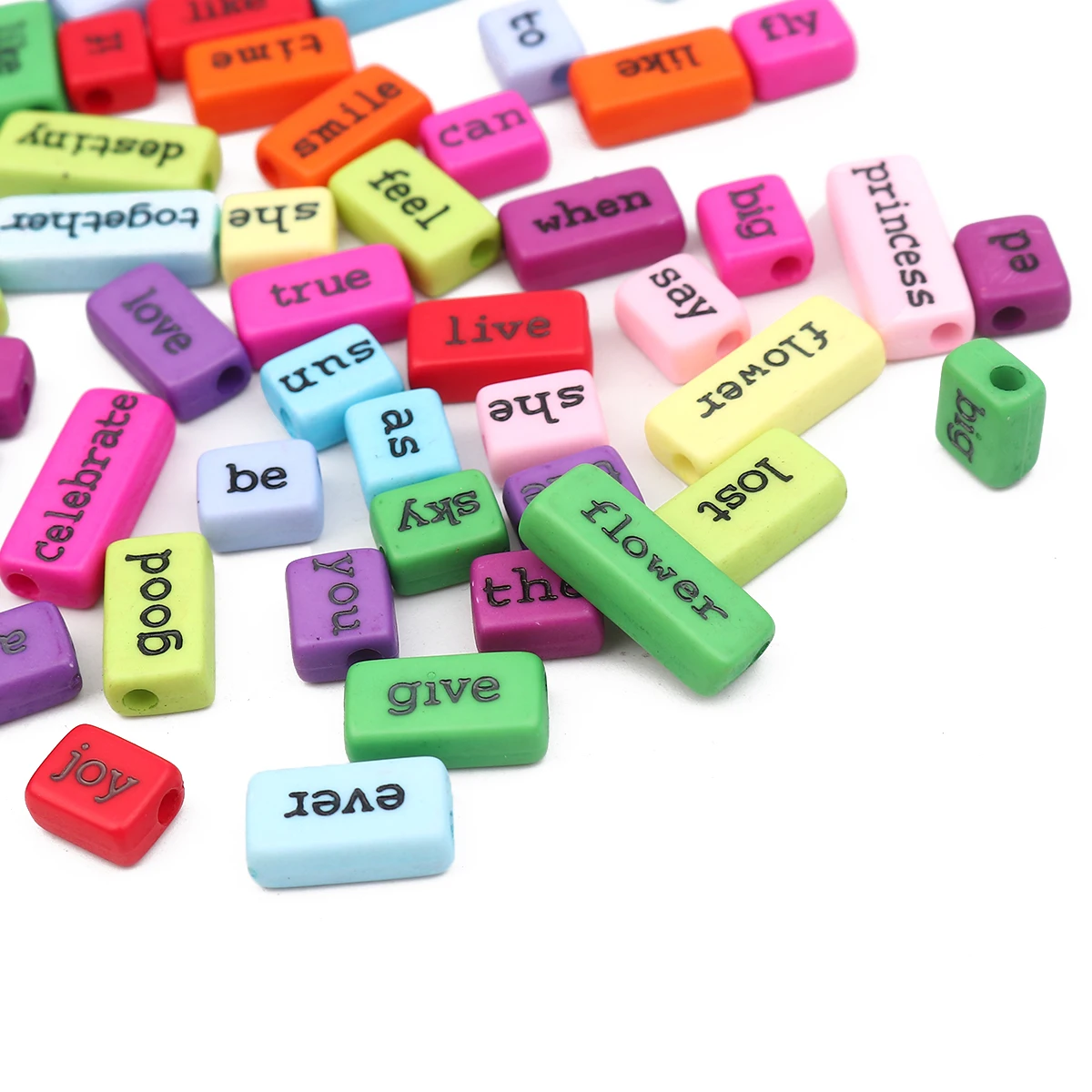50 PCs Acrylic Word Beads Rectangle At Random About 24mm x 10mm - 12mm x 10mm, Hole: Approx 3mm
50 PCs Acrylic Word Beads Rectangle At Random About 24mm x 10mm - 12mm x 10mm, Hole: Approx 3mm