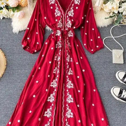 2021 Embroidery Print Dress Women Elegant V Neck Puff Sleeve Ladies Vestidos Summer Elegant Slim Waist Female Dresses
2021 Embroidery Print Dress Women Elegant V Neck Puff Sleeve Ladies Vestidos Summer Elegant Slim Waist Female Dresses