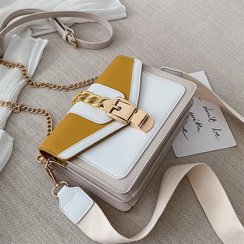 Contrast Color PU Leather Crossbody Bags for Women 2021 Small Ladies Handbag Wide Strap Shoulder Messenger Bag Chain Sling Bag
Contrast Color PU Leather Crossbody Bags for Women 2021 Small Ladies Handbag Wide Strap Shoulder Messenger Bag Chain Sling Bag