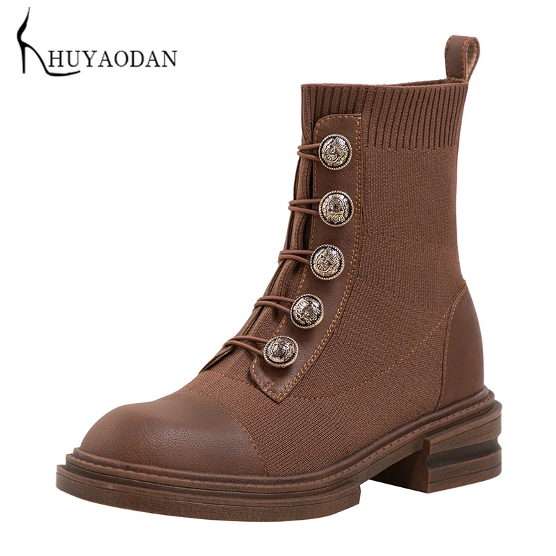 Woman's Fashion Sock Boots British Style Weave Sweet Winter Warm Ankle Boots Solid Round Toe Med-heel Ladies Shoes Black Brown
Woman's Fashion Sock Boots British Style Weave Sweet Winter Warm Ankle Boots Solid Round Toe Med-heel Ladies Shoes Black Brown