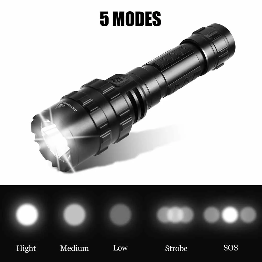 5 Modes Flashlight Multifunctional Hunting Fixed Focus Flashlamp 1600 Lumen XML L2 LED Waterproof Torch Rechargeable Light
5 Modes Flashlight Multifunctional Hunting Fixed Focus Flashlamp 1600 Lumen XML L2 LED Waterproof Torch Rechargeable Light