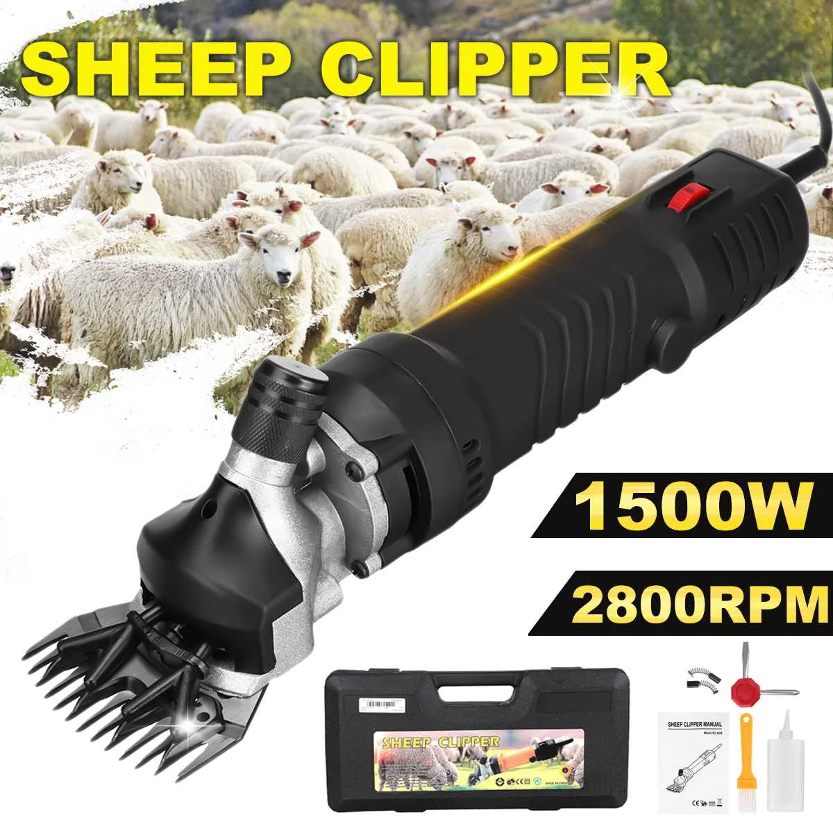 1500W 110V/220V 6 Gears Speed 13-teeth Electric Sheep Goat Shearing Machine Clipper Farm Shears Cutter Wool scissor With Box 
1500W 110V/220V 6 Gears Speed 13-teeth Electric Sheep Goat Shearing Machine Clipper Farm Shears Cutter Wool scissor With Box