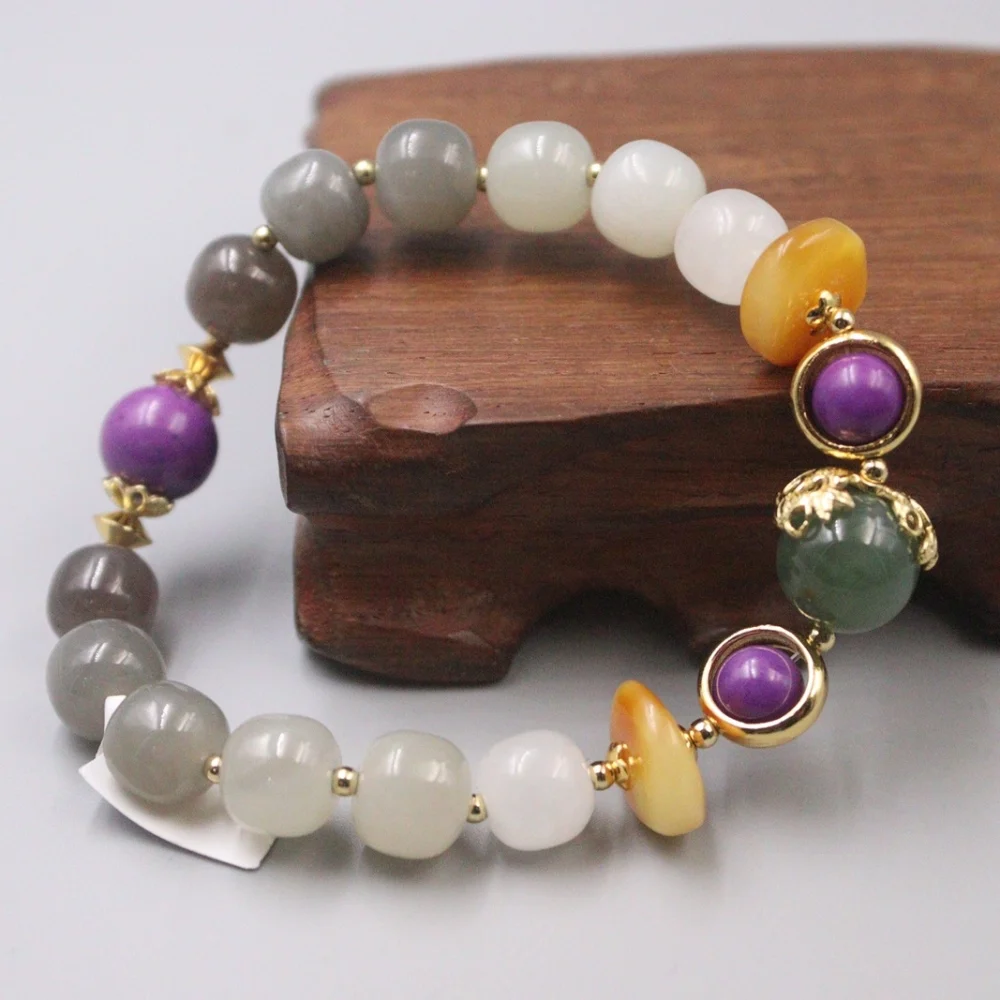 Pure 925 Sterling Silver Bangle Natural Hetian Jade Nephrite Amber Charoite Beads Multi-Gem Beaded Bracelet For Women
Pure 925 Sterling Silver Bangle Natural Hetian Jade Nephrite Amber Charoite Beads Multi-Gem Beaded Bracelet For Women