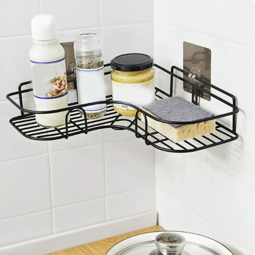 

Bathroom And Kitchen Storage Rack Lightweight And Portable Size No Punching Triangle Modeling Storage Rack Bathroom Accessories
