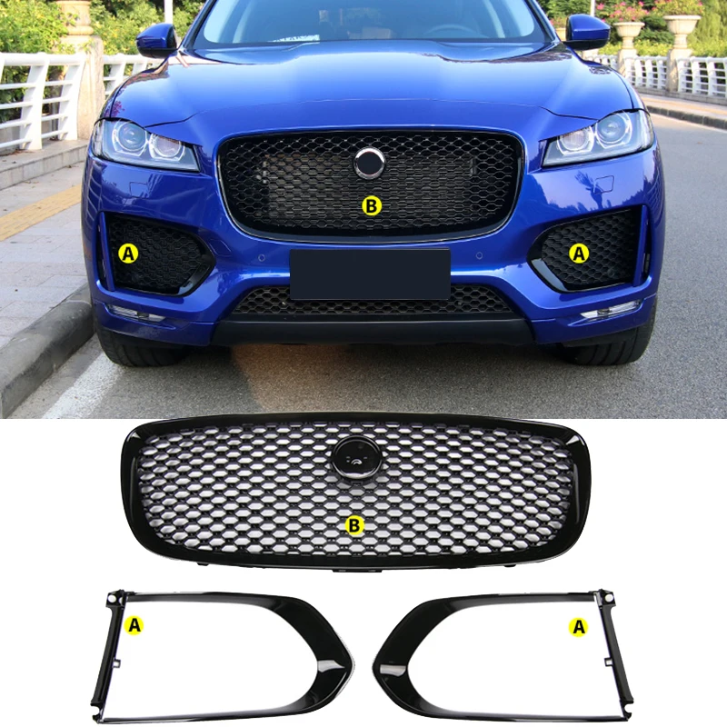 For Jaguar F-PACE R-Sport 2016-2020 Glossy Black Front bumper grille decoration kit 3pcs Car styling accessories replace
For Jaguar F-PACE R-Sport 2016-2020 Glossy Black Front bumper grille decoration kit 3pcs Car styling accessories replace