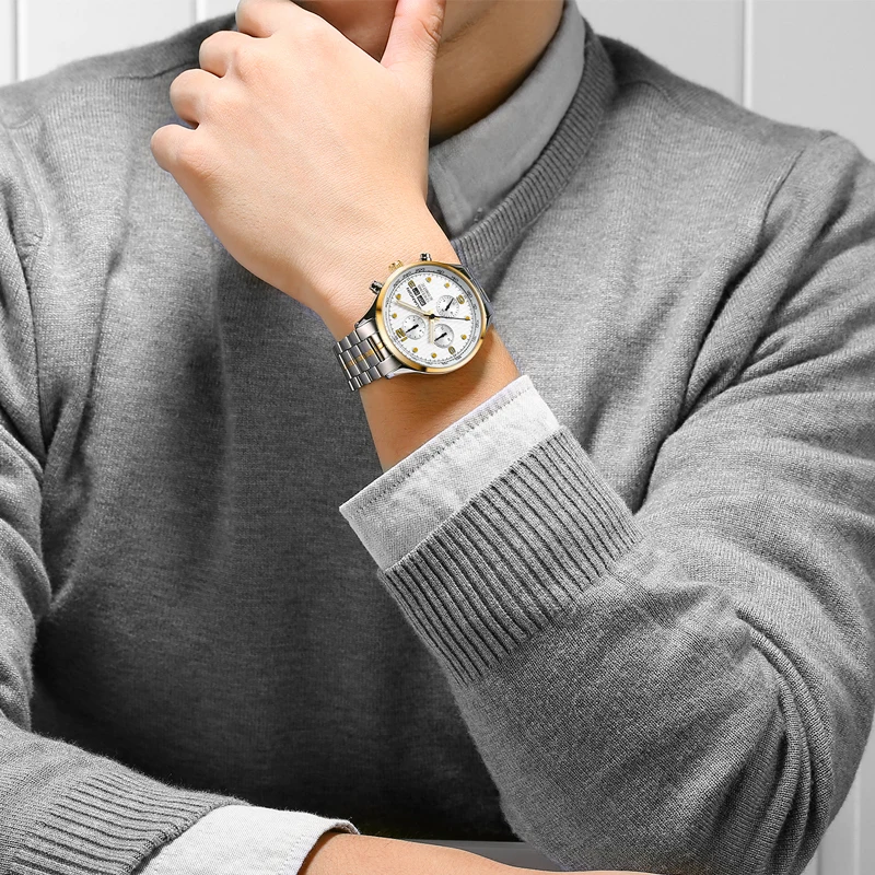 

GUANQIN Mechanical Watch Date Mens Automatic Steel Waterproof Luxury Brand Week Watches relogio masculino