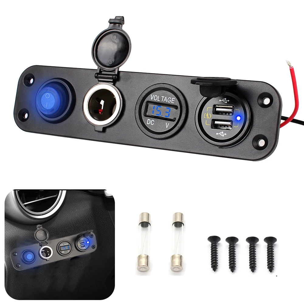 Двойное зарядное устройство USB, адаптер питания, панель розетки прикуривателя, цифровой вольтметр QC 3,0, автомобильное зарядное устройство 
Двойное зарядное устройство USB, адаптер питания, панель розетки прикуривателя, цифровой вольтметр QC 3,0, автомобильное зарядное устройство