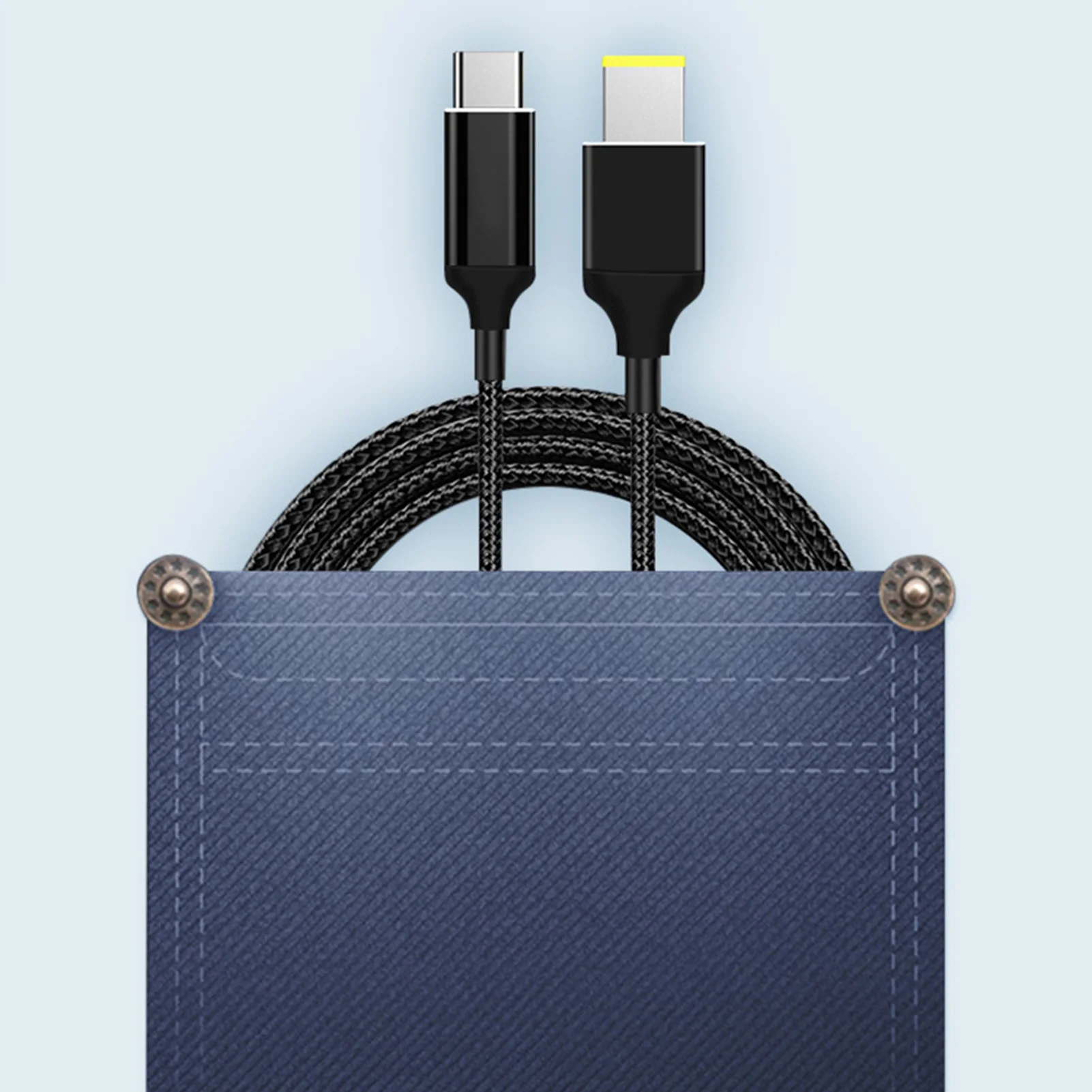 Тонкий квадратный USB-кабель 100 Вт сетевой шнур зарядного устройства Type-C PD для