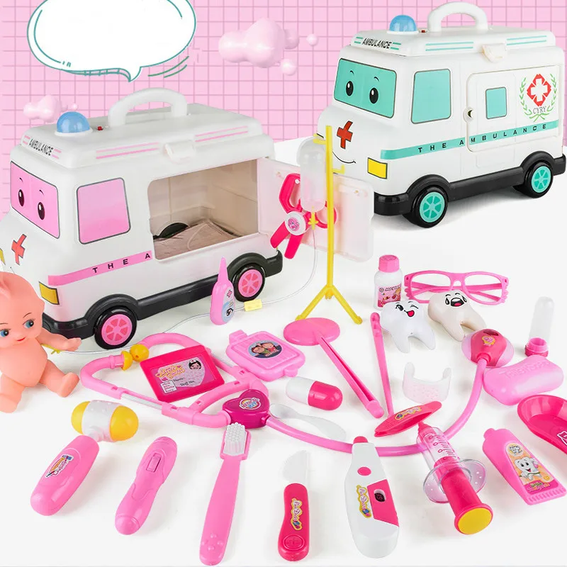 

Детский игровой домик, игрушечный набор доктора, ящик для инструментов, дом для девочек, стетоскоп для мальчиков, детская машина скорой помо...