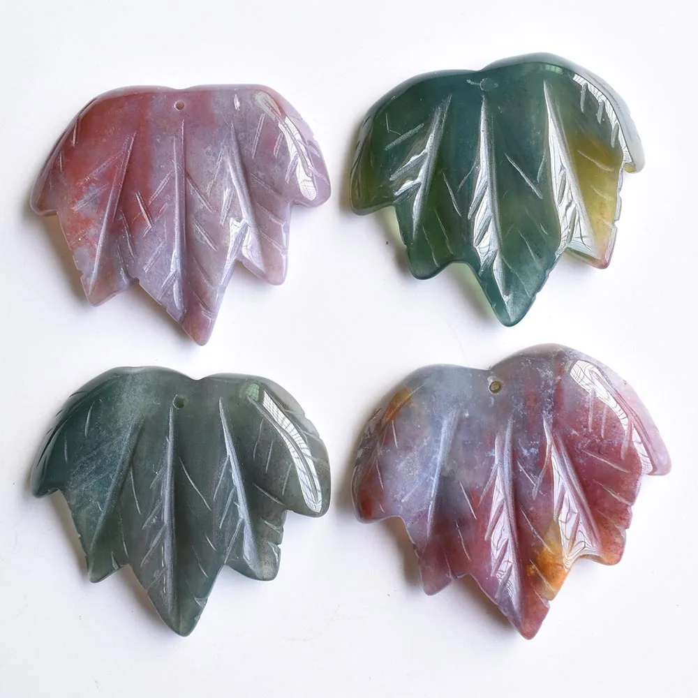 Fashion good quality Carved Natural India onyx tiger eye stone maple leaf pendant charms for jewelry making 4pcs Free shipping | Украшения