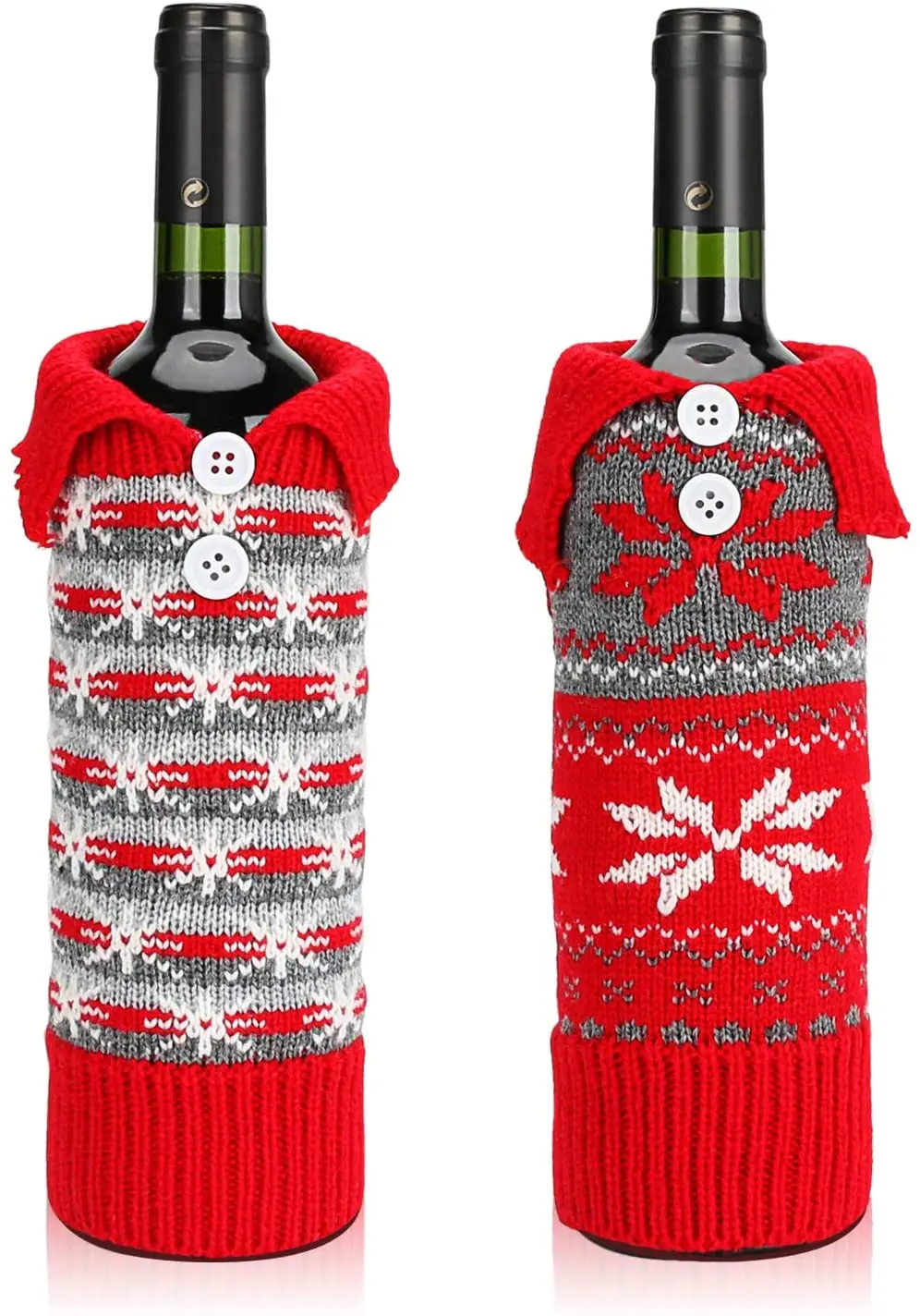 2Pcs Christmas Wine Bottle Bags Knitted Red Wine Bottle Cover Bags Button Snowflake Wine Bottle Cover Set Christmas Decoration
2Pcs Christmas Wine Bottle Bags Knitted Red Wine Bottle Cover Bags Button Snowflake Wine Bottle Cover Set Christmas Decoration