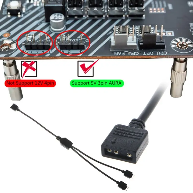 5V3Pin Interface Transfer Extension Cable RGB Splitter for A-SUS MSI Motherboard HX6A
5V3Pin Interface Transfer Extension Cable RGB Splitter for A-SUS MSI Motherboard HX6A