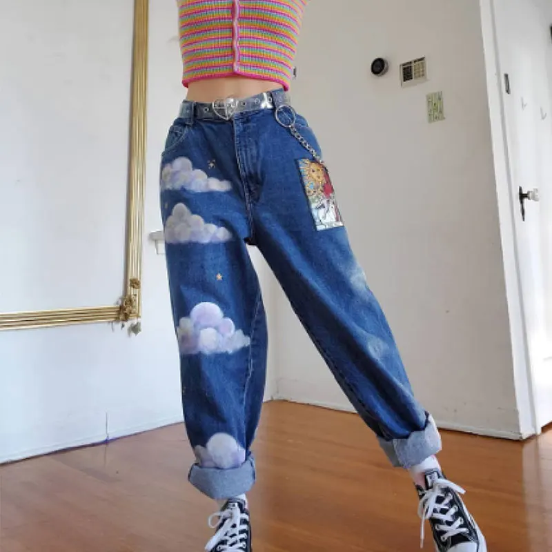 Ladies Jeans Fashion Printed Washed Ladies Jeans Women Trousers Casual Cloud Print Wide Leg Loose Jeans Pantalones De Mujer
Ladies Jeans Fashion Printed Washed Ladies Jeans Women Trousers Casual Cloud Print Wide Leg Loose Jeans Pantalones De Mujer