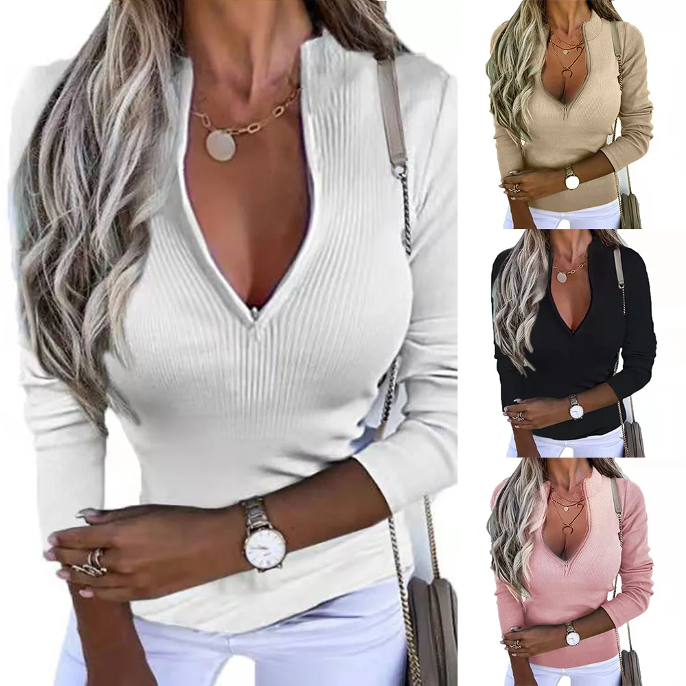 Zipper Stand Collar Ladies Tops T-Shirt Blouses Solid Color Knitwear Office Work Wear Ol Female Blouses Tshirt Tee Shirt Clothes
Zipper Stand Collar Ladies Tops T-Shirt Blouses Solid Color Knitwear Office Work Wear Ol Female Blouses Tshirt Tee Shirt Clothes