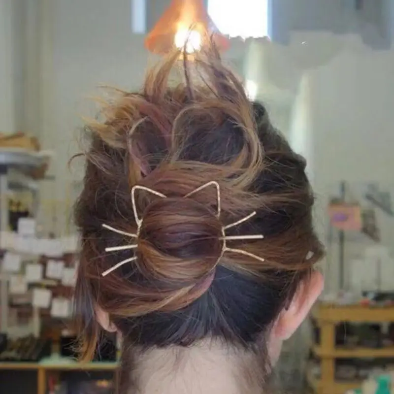Ladies Geometric Meow Cat Pierced Hair Clip Cute Metallic Slide Comb Hairpin Shawl Pin Brooch Styling Ponytail Holder Bun Maker
Ladies Geometric Meow Cat Pierced Hair Clip Cute Metallic Slide Comb Hairpin Shawl Pin Brooch Styling Ponytail Holder Bun Maker
