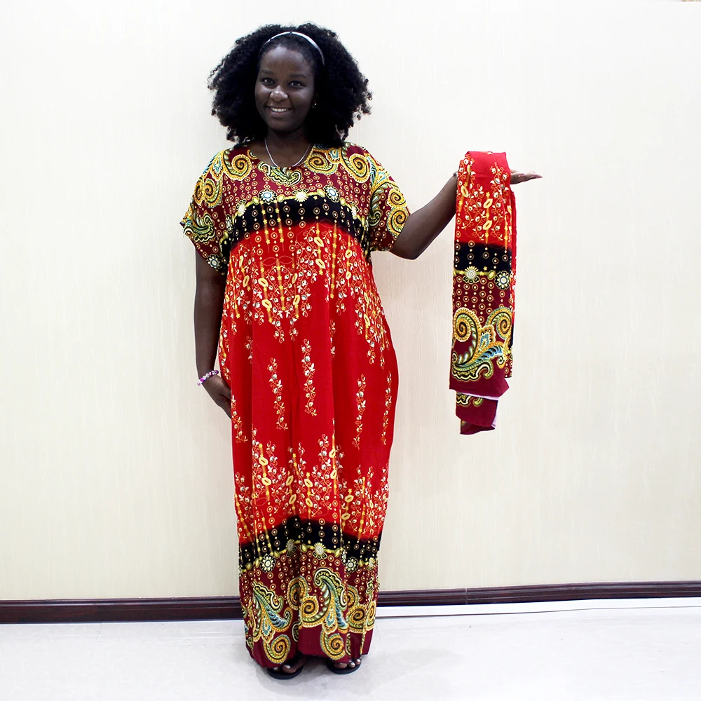 2022 New 100% Cotton African Dashiki Print O-Neck Short Sleeve Loose Dress With Scarf
2022 New 100% Cotton African Dashiki Print O-Neck Short Sleeve Loose Dress With Scarf