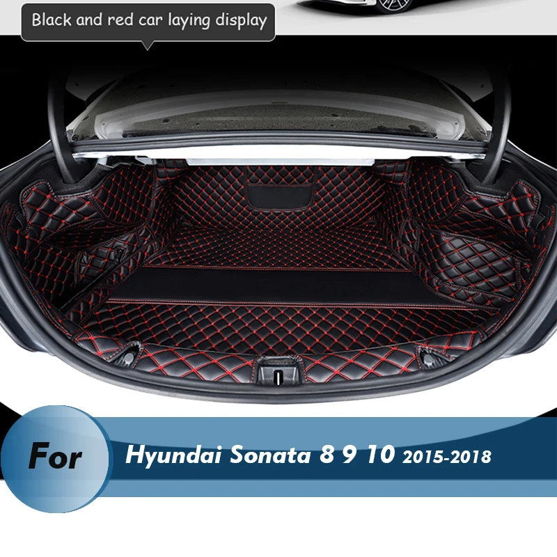 

Only bottom mat Custom Leather Car Trunk Mats For Hyundai Sonata 8 9 10 2015-2018 Rear Trunk Floor Mat Tray