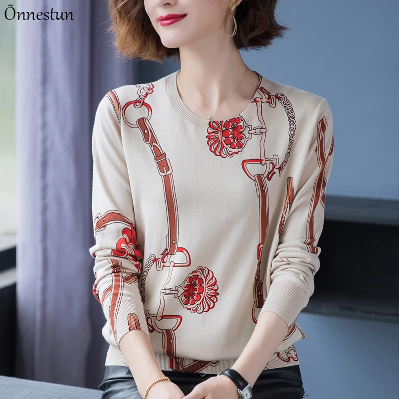 Свитер женский эластичный с принтом, Модный пуловер с длинным рукавом, элегантная одежда, осень-весна
Свитер женский эластичный с принтом, Модный пуловер с длинным рукавом, элегантная одежда, осень-весна