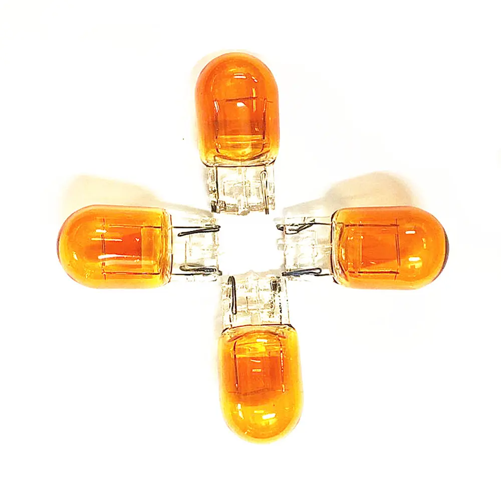 

4Pcs 7440 W21W 582 T20 1881 12V 21W Xenon HID Yellow / Orange Wedges Car Bulb External Lights Halogen Lamp Lights Automotive