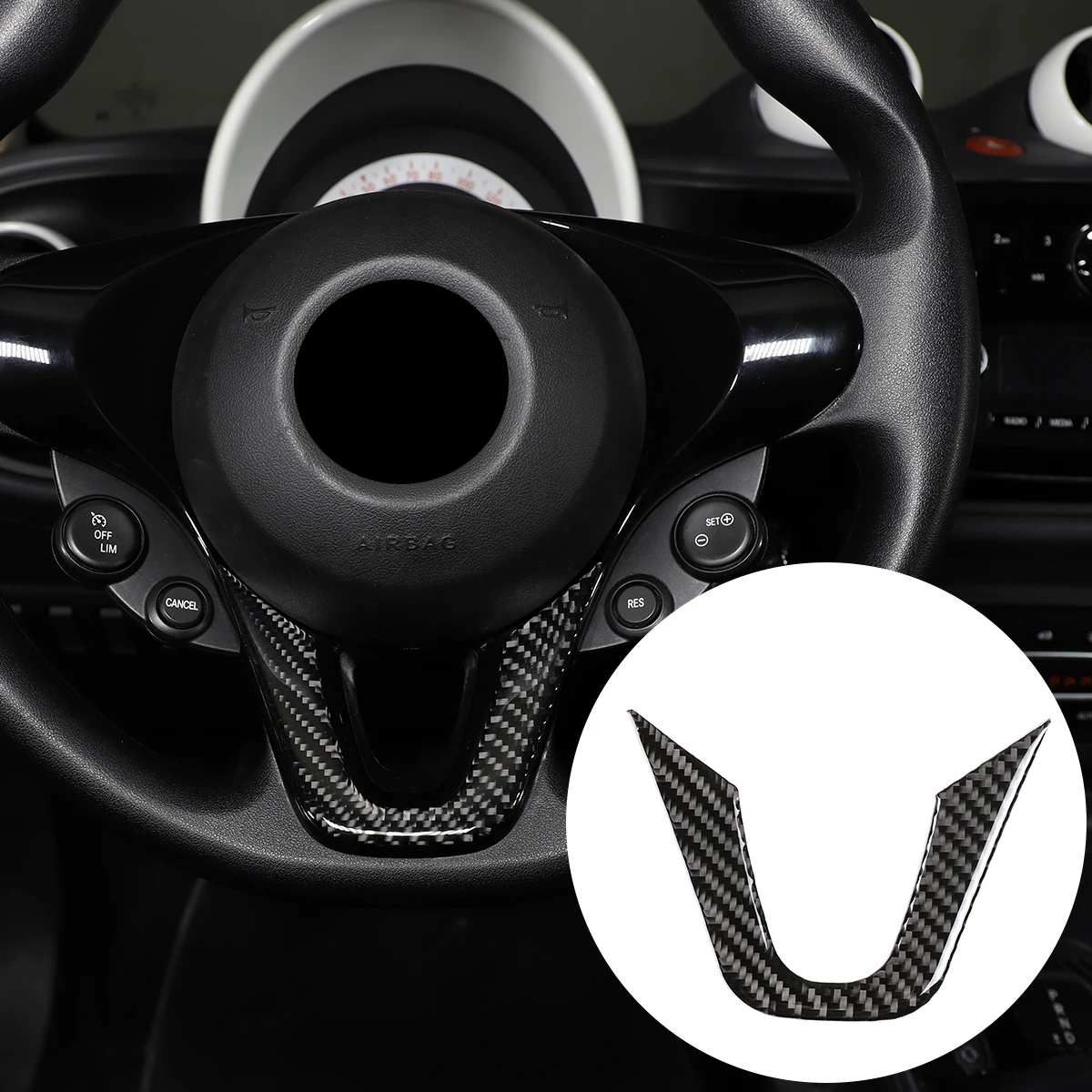 For Mercedes-Benz smart 2016-2021 real carbon fiber steering wheel decoration sticker 1 set of interior modification accessories 
For Mercedes-Benz smart 2016-2021 real carbon fiber steering wheel decoration sticker 1 set of interior modification accessories