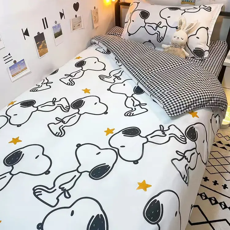 Моющееся одеяло Snoopy с милым мультяшным принтом простыня из четырех частей