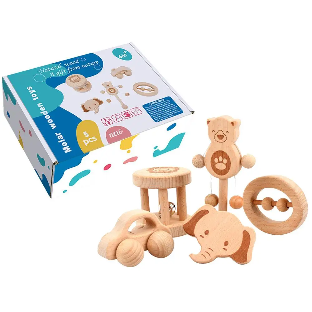 5pcs Wooden Baby Teething Toys Montessori Toy Teether Ring Rattle For Infant Boys Girls Cartoon Animal Push Car Bells Teethers
5pcs Wooden Baby Teething Toys Montessori Toy Teether Ring Rattle For Infant Boys Girls Cartoon Animal Push Car Bells Teethers