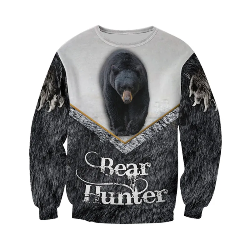 Liumaohua модные рубашки с 3D принтом медведя для охоты толстовки толстовка на молнии