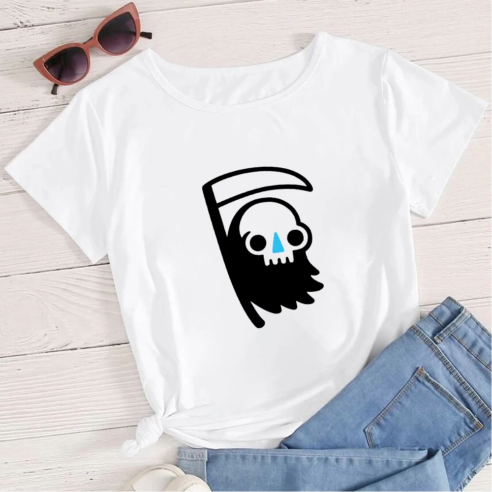 2021 T Shirts Women Walking Tshirt Clothes Fashion Summer Top Cartoon Little Ghost Holding A Sickle Printed White Tee Shirt
2021 T Shirts Women Walking Tshirt Clothes Fashion Summer Top Cartoon Little Ghost Holding A Sickle Printed White Tee Shirt
