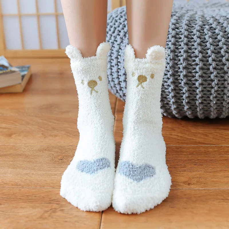 Winter New Soft Brushed Thick Cute Cartoon Animal Bear Ears Warm Ladies Floor Sock Coral Half Velvet High Quality Women's Socks
Winter New Soft Brushed Thick Cute Cartoon Animal Bear Ears Warm Ladies Floor Sock Coral Half Velvet High Quality Women's Socks
