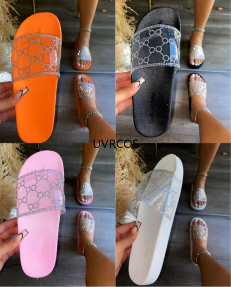 Woman Slippers 2021 New Summer Shoes Round Head Flat-bottom Ling Rhinestone Slippers Beach Plus Size Crystal Flip Flops Slides 
Woman Slippers 2021 New Summer Shoes Round Head Flat-bottom Ling Rhinestone Slippers Beach Plus Size Crystal Flip Flops Slides