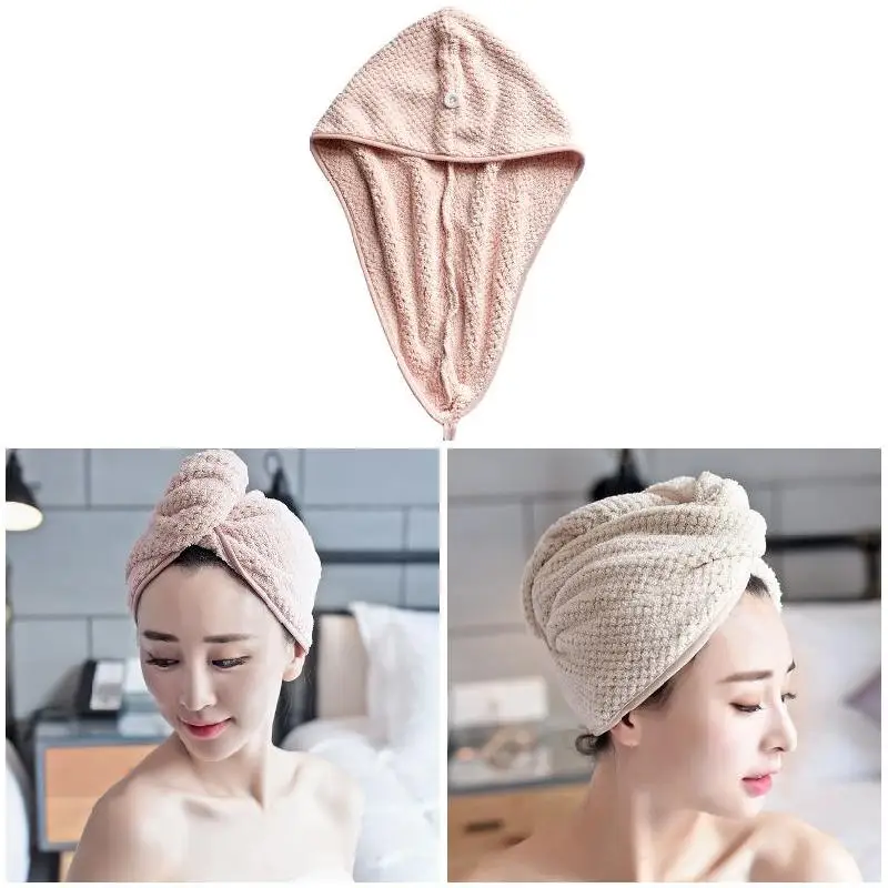 Micro Fiber Hair Towel Hair Drying Towels Quick Dry Hat Cap Twist Head Towel with Button ALS88
Micro Fiber Hair Towel Hair Drying Towels Quick Dry Hat Cap Twist Head Towel with Button ALS88