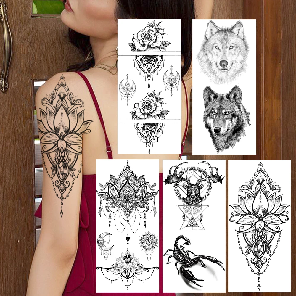 Fake Jewelry Temporary Tattoos Waterproof Geometric Death Skull Wolf Elk Tattoos For Women Body Art Arm Wasit Tatoo Sticker Show
Fake Jewelry Temporary Tattoos Waterproof Geometric Death Skull Wolf Elk Tattoos For Women Body Art Arm Wasit Tatoo Sticker Show