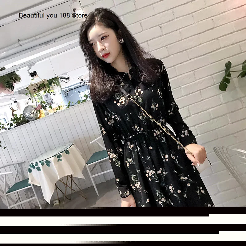 women's Floral chiffon dress spring and autumn 2020 New temperament base Black dress long sleeve winter
women's Floral chiffon dress spring and autumn 2020 New temperament base Black dress long sleeve winter