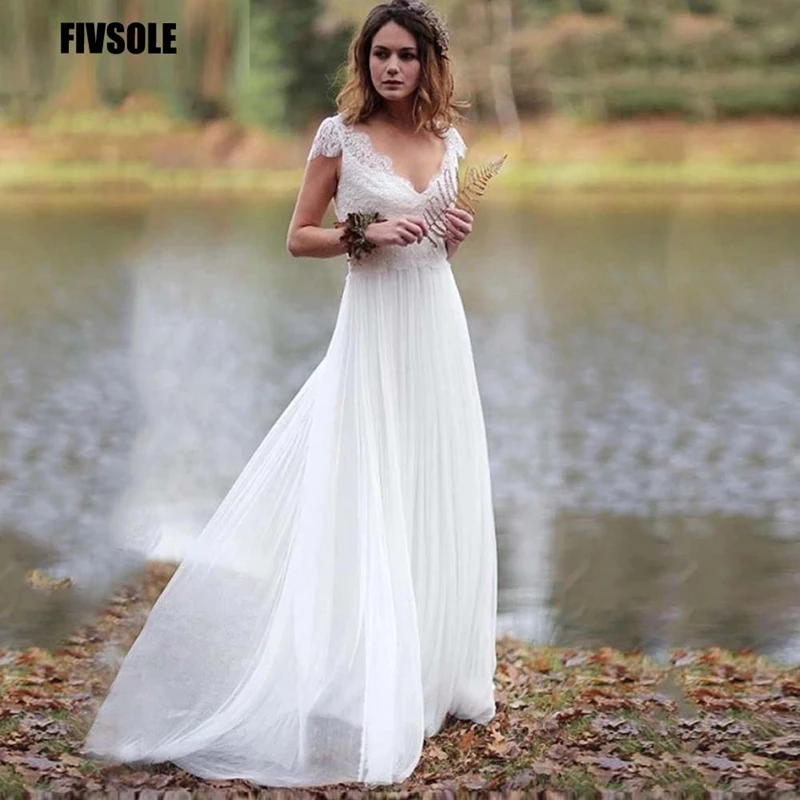Fivsloe Deep V-Neck A-Line Chiffon Wedding Dresses Cap Sleeve Floor Length Covered Button Bridal Dress Formal Robe De Mariee 
Fivsloe Deep V-Neck A-Line Chiffon Wedding Dresses Cap Sleeve Floor Length Covered Button Bridal Dress Formal Robe De Mariee